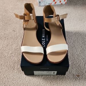 Cole Haan Women's Tan and White Sandals